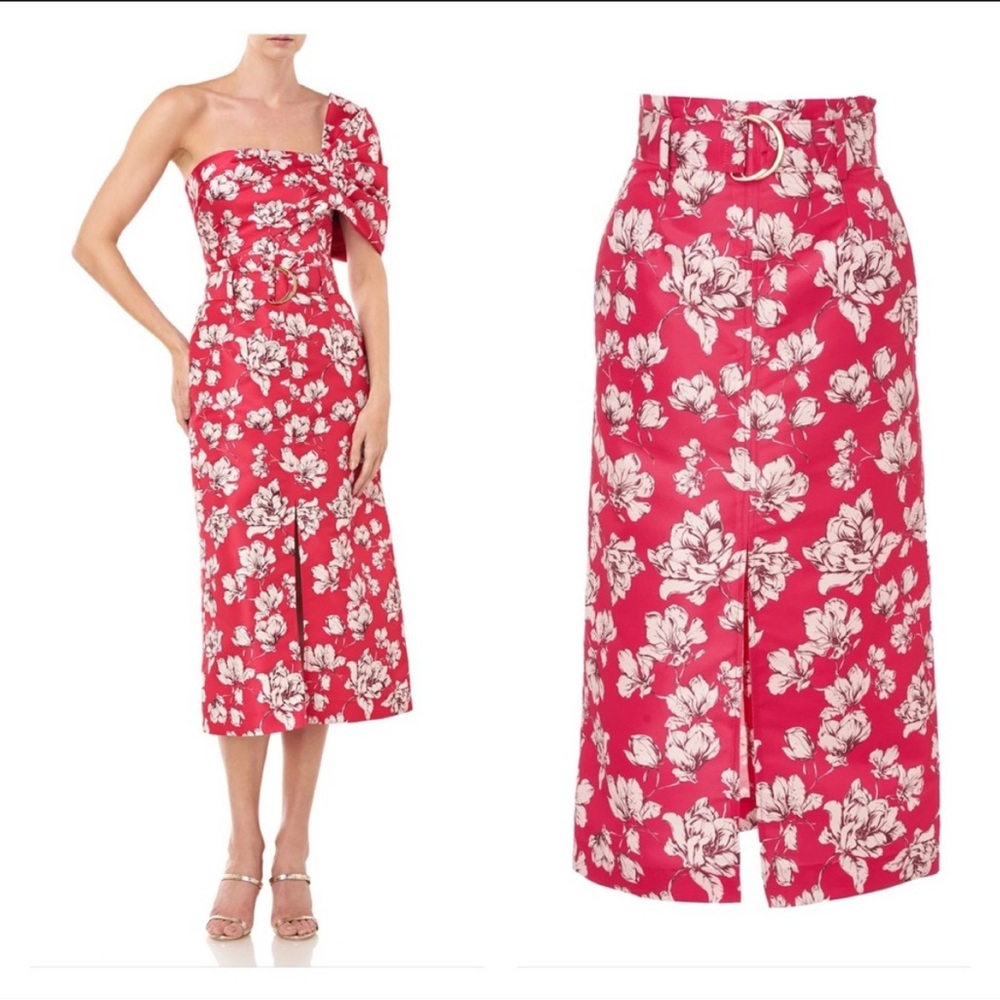 AMUR | ODINA Fuchsia High-Waisted Floral Long Skirt Sz 0 - Picture 15 of 15